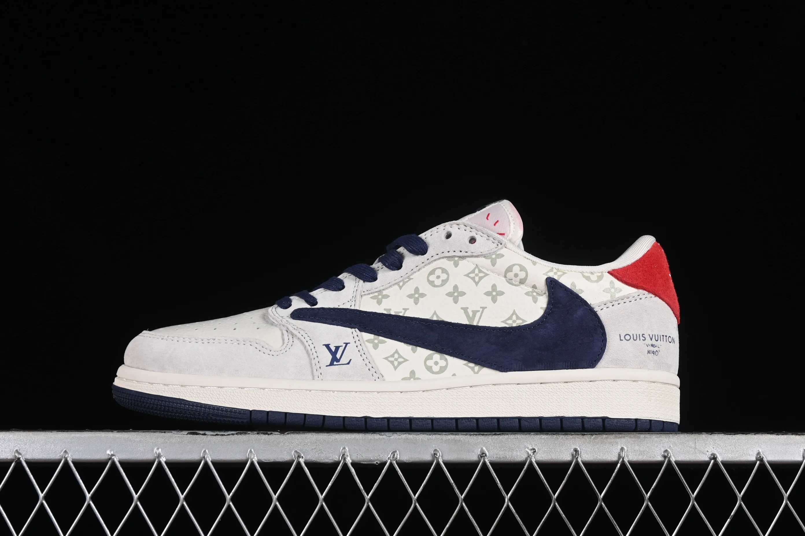 All categories Air Jordan Jordan series basketball shoes Air Jordan 1 Low High-end customized low-top sneakers Travis Scott x Fragment Design x Jordan Air Jordan 1 Low OG SP AJ1 Joe 1 LV joint-beige and blue print low-top cultural casual sneakers YQ2088-668
